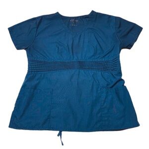 Green Town Blue V-Neck Scrub Top Size XL